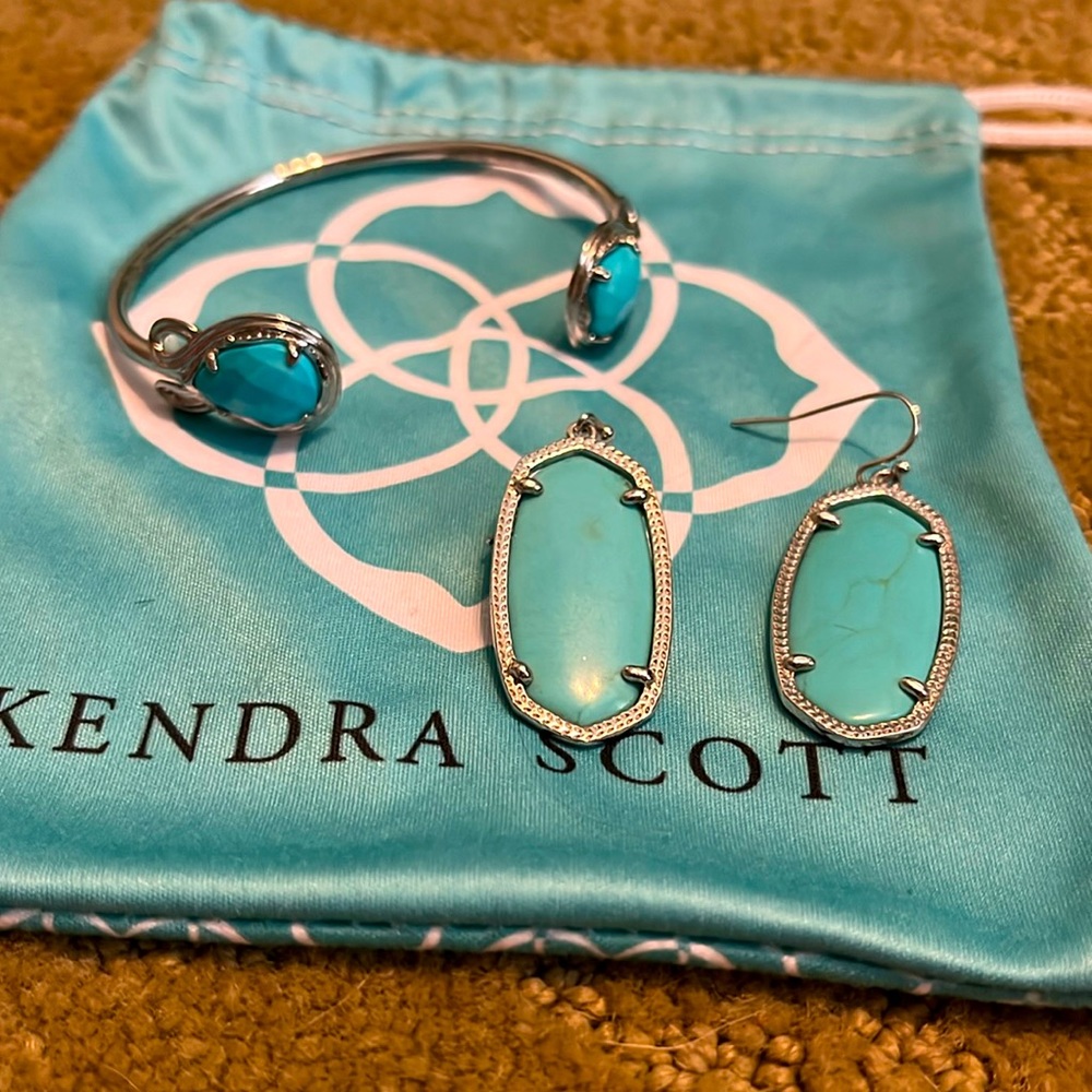 Kendra Scott Turquoise bracelet and earring set
